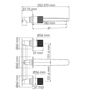 Смеситель для раковины встраиваемый Wasserkraft Ems 7645 с внутренней частью глянцевое золото